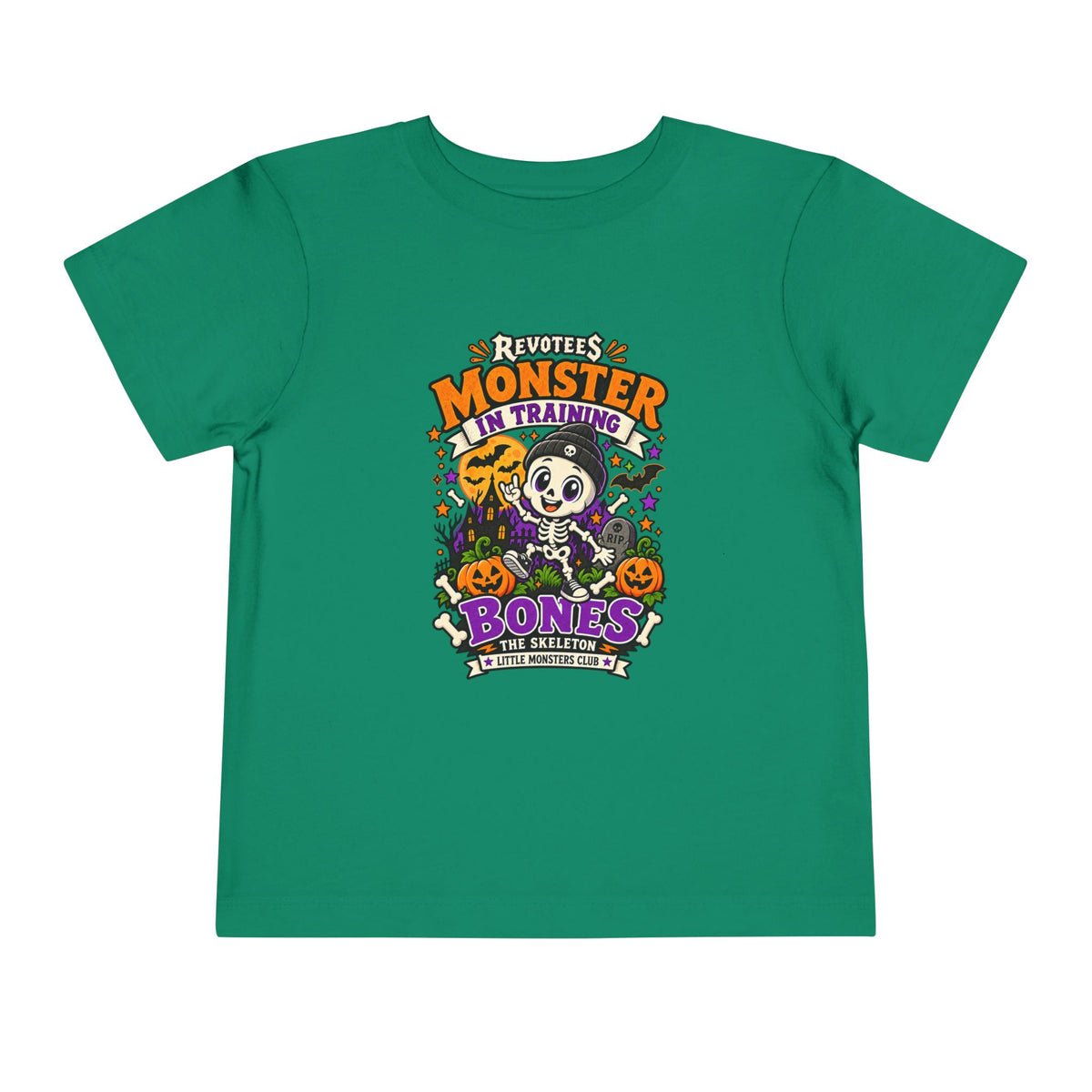 REVOTEES Toddler Tee — "Monster in Training" Cute Skeleton Halloween Shirt