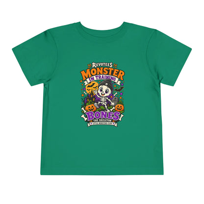 REVOTEES Toddler Tee — "Monster in Training" Cute Skeleton Halloween Shirt