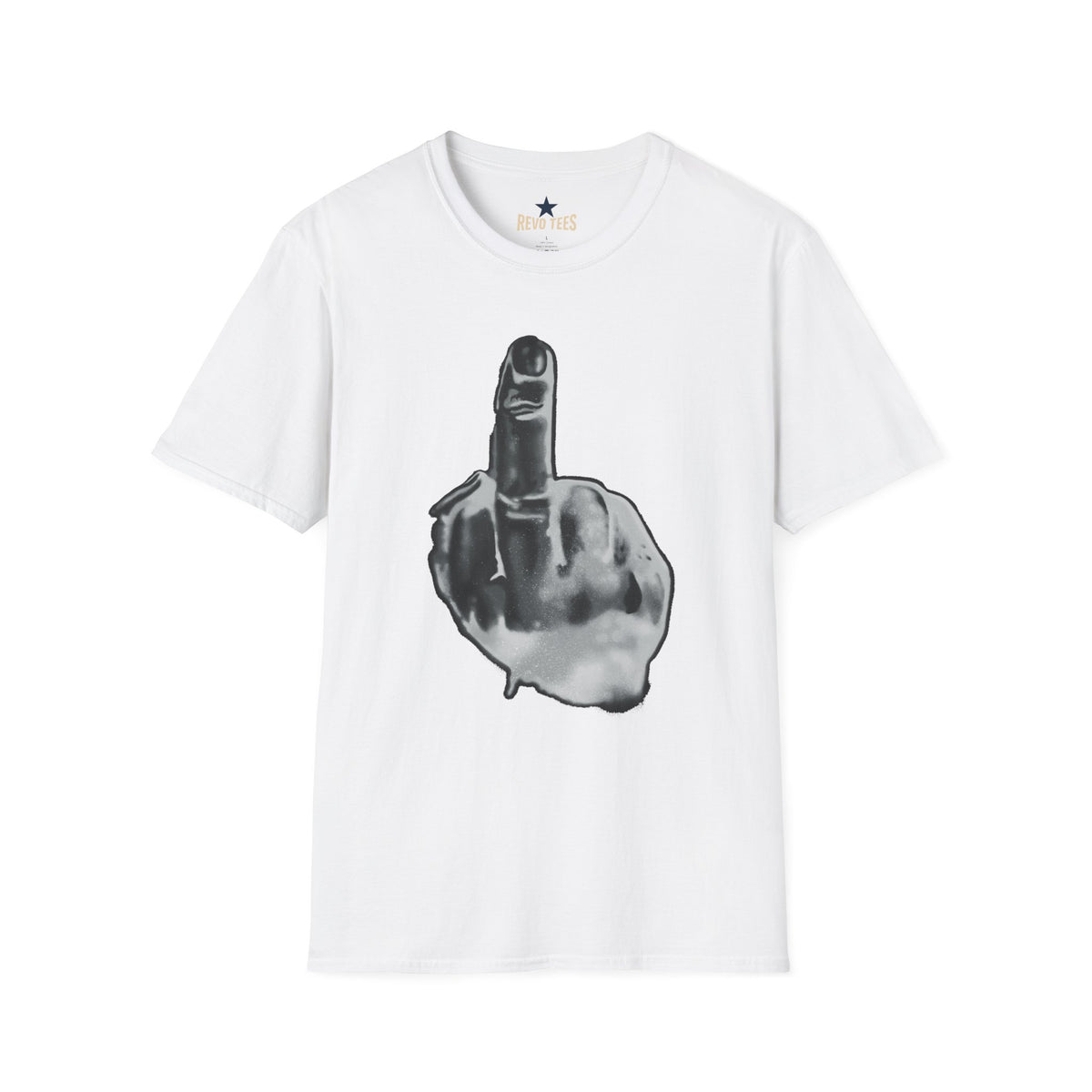 Revotees Graphic Grayscale Middle Finger Design T-Shirt - alternate view 3
