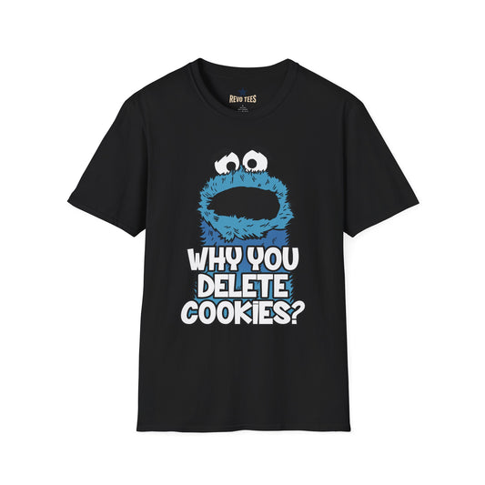 Revotees Cookie Monster Why You Delete Cookies Funny Retro Kids TV Graphic T-Shirt
