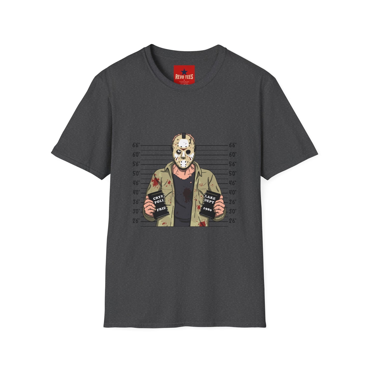 Hockey Mask Mugshot T-Shirt - Jason Voorhees Horror Movie Tee