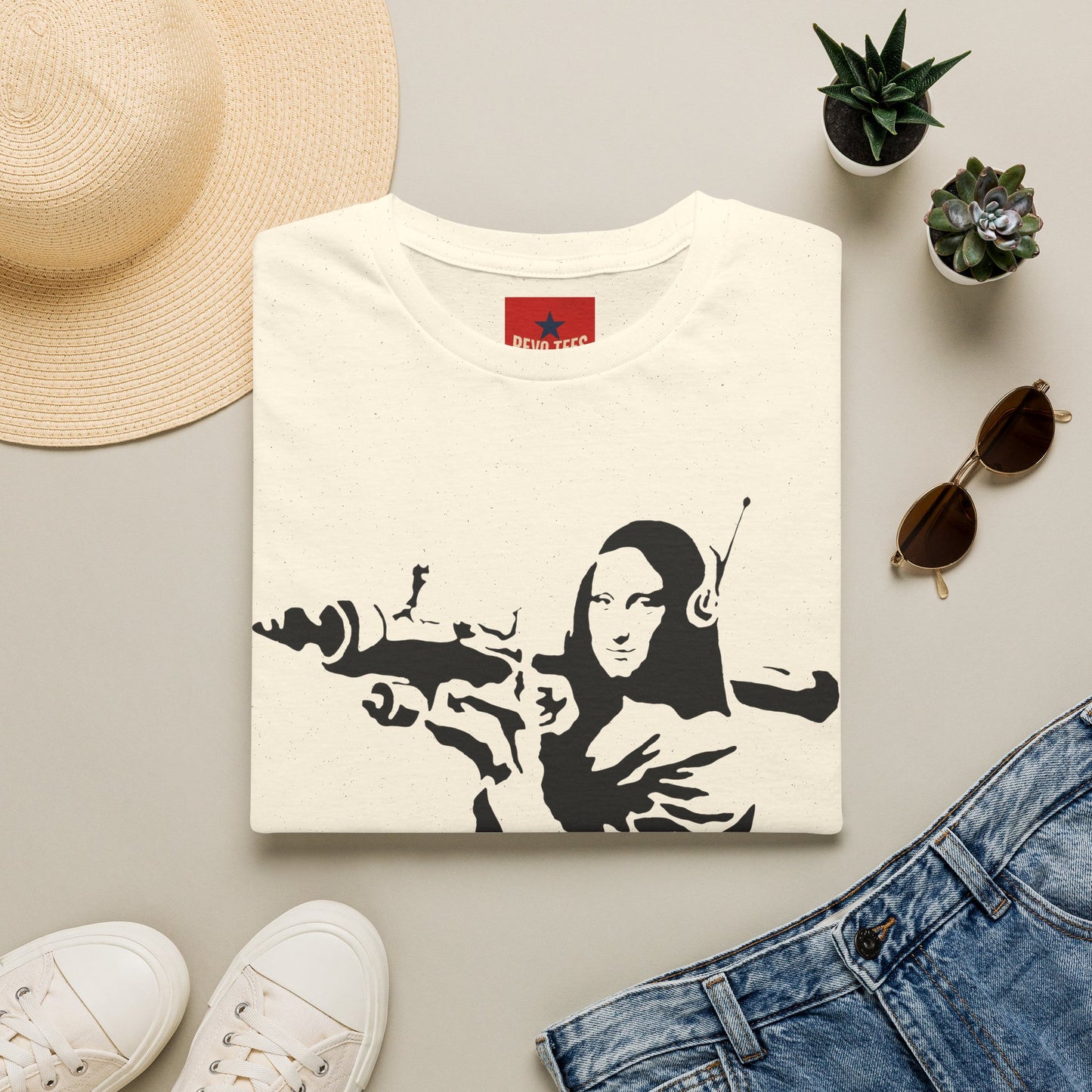 Banksy - Mona Lisa Spray Paint T-Shirt — Street Art Parody Tee
