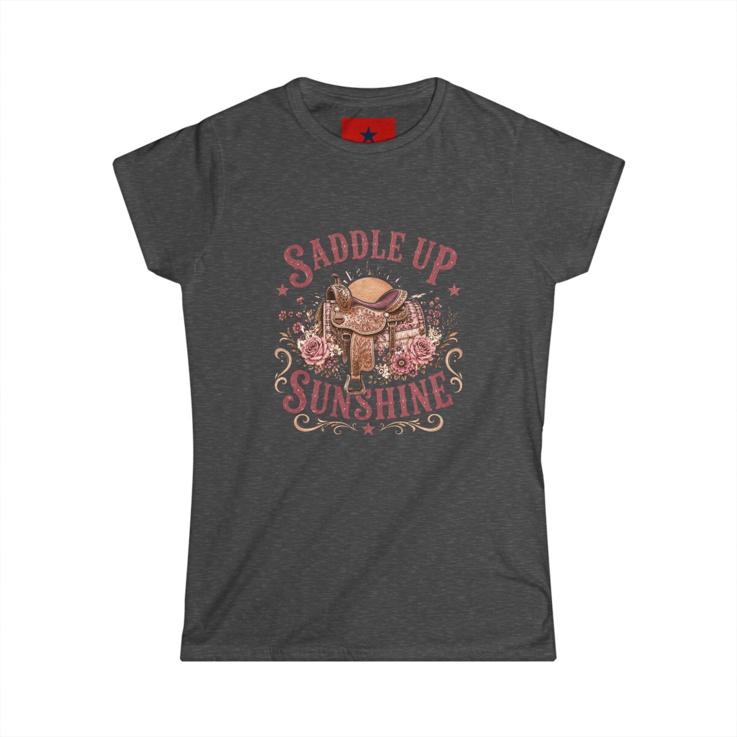 Saddle Up Sunshine Women's Tee — Cowgirl Saddle Graphic Tee