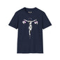 Revotees Banksy Crucifixion Balance Stenciled Jesus Holding Gift Bags Graphic T-Shirt - alternate view 10
