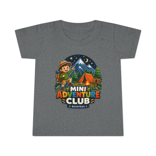 REVOTEES Mini Adventure Club Toddler T‑Shirt — Cute Kids Camping Graphic Tee