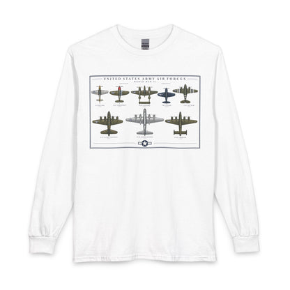 USAF WWII Selection of Military Aircraft Fleet - Long Sleeve Tee