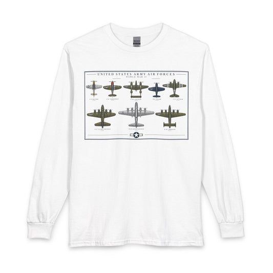USAF WWII Selection of Military Aircraft Fleet - Long Sleeve Tee