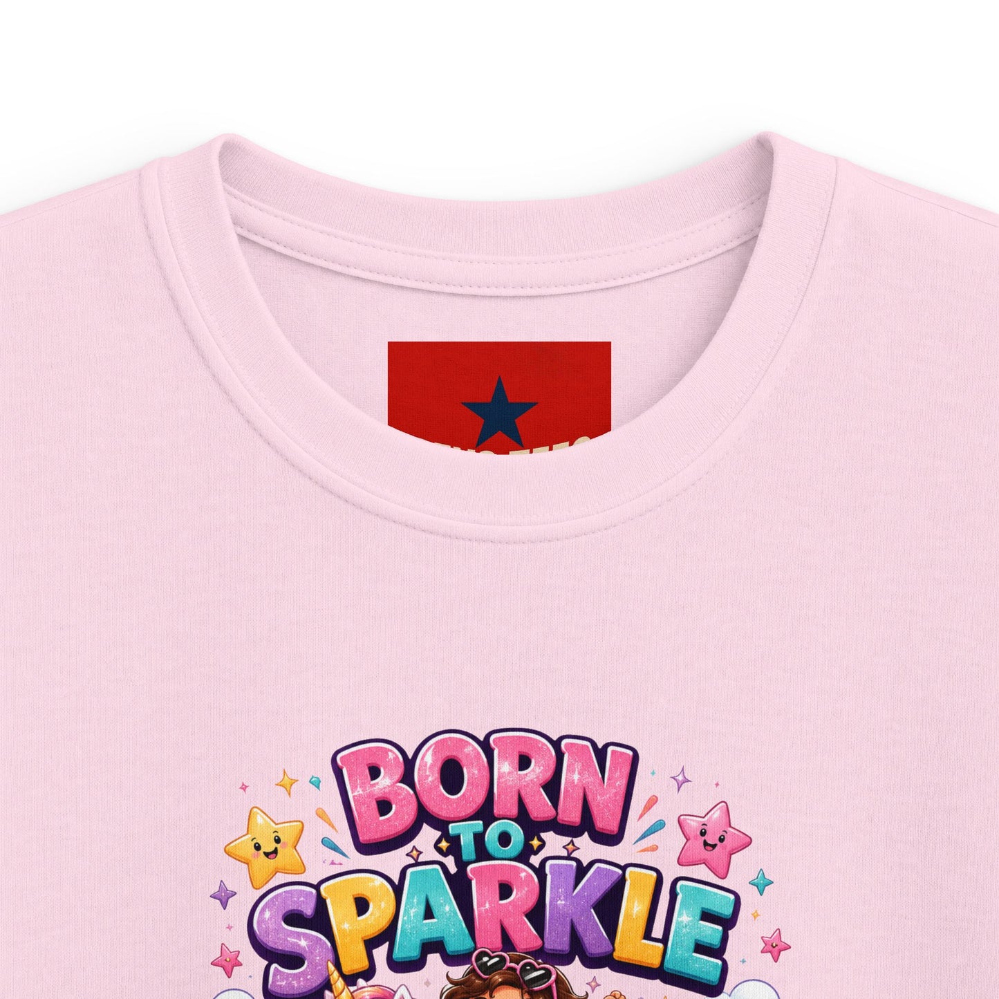 Kids Tee — "Born to Sparkle" Rainbow Unicorn Girl Shirt