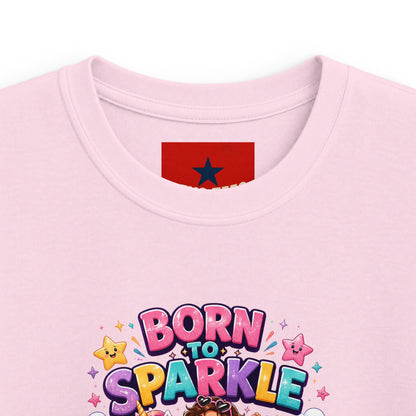 Kids Tee — "Born to Sparkle" Rainbow Unicorn Girl Shirt