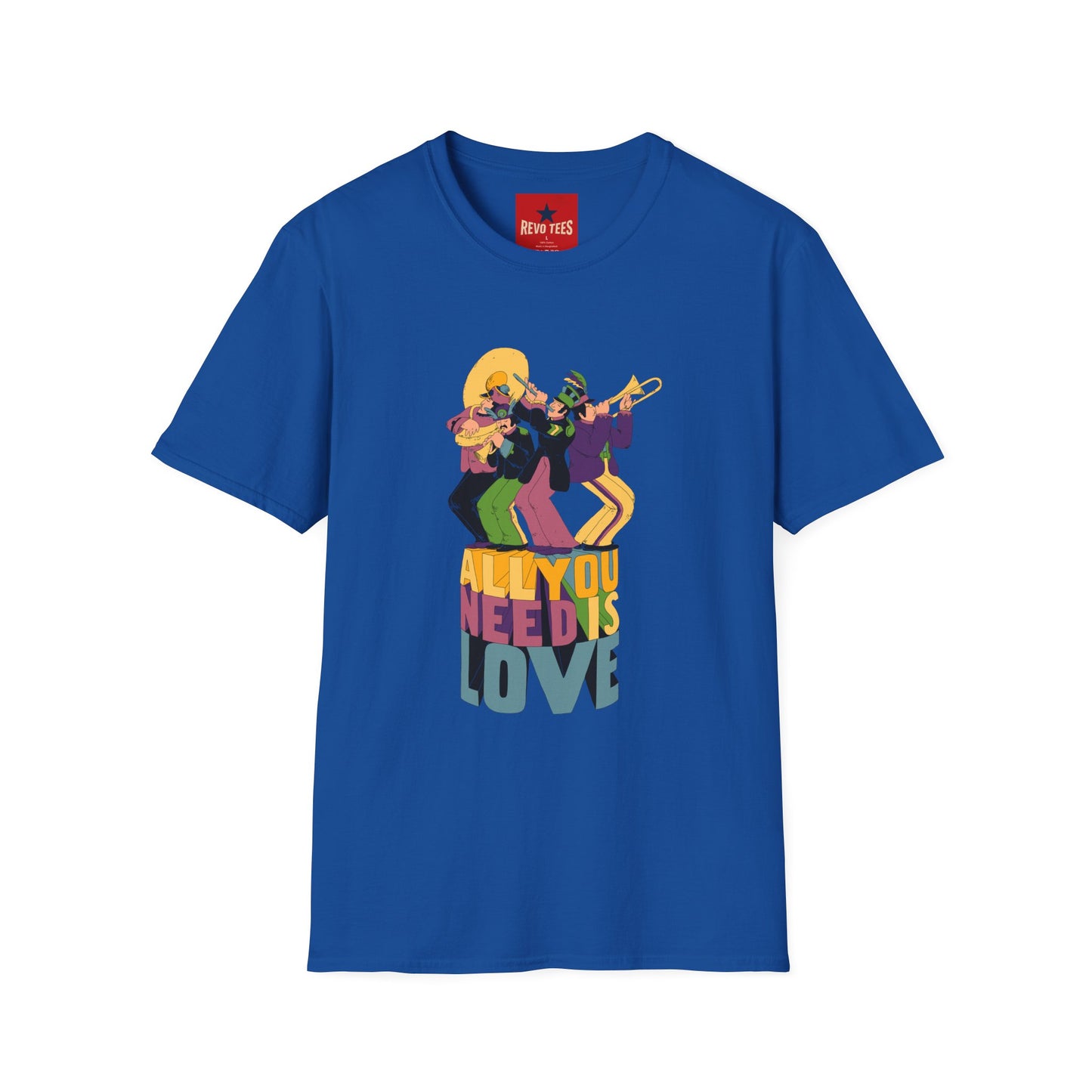 T-Shirt — Retro Jazz Band "All You Need Is Love" Graphic