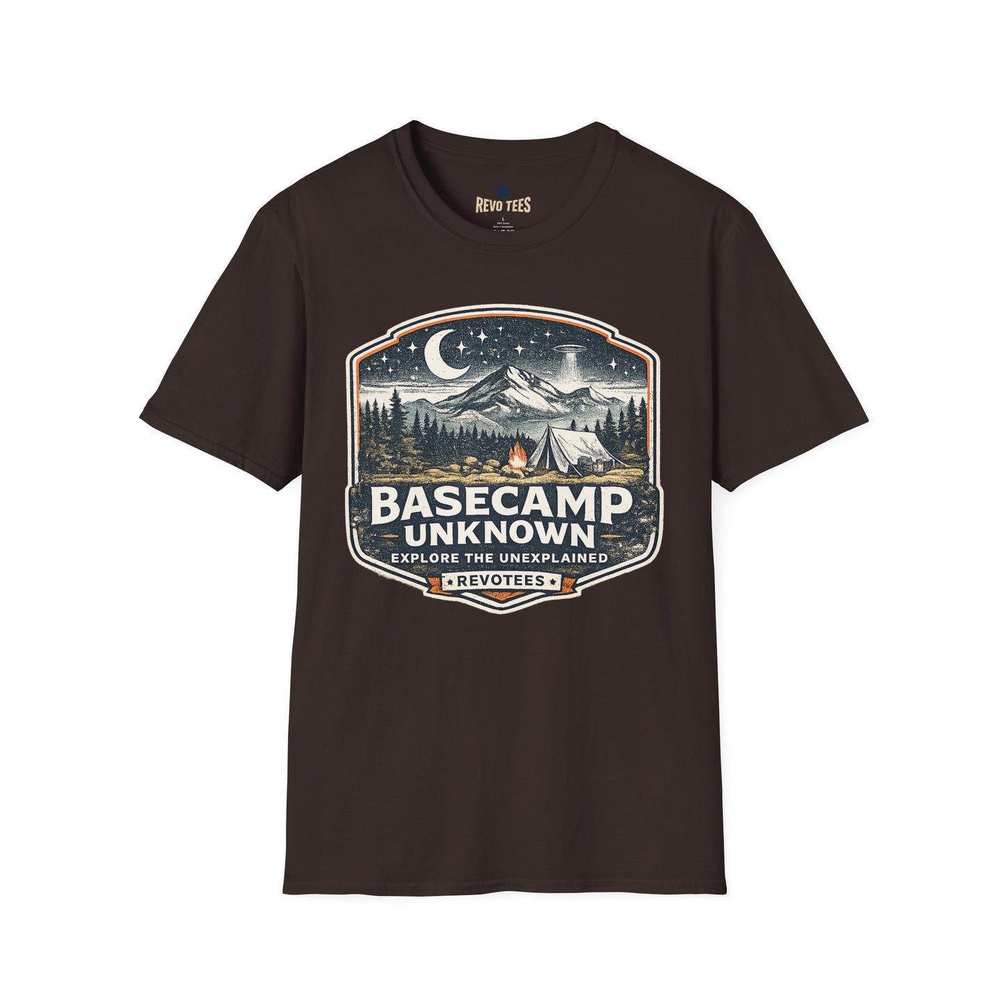 REVOTEES Basecamp Unknown Camping T-Shirt — Night Mountain Adventure Tee