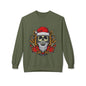Skull Santa — Edgy Christmas Skull with Santa Hat and Gifts Crewneck Sweatshirt