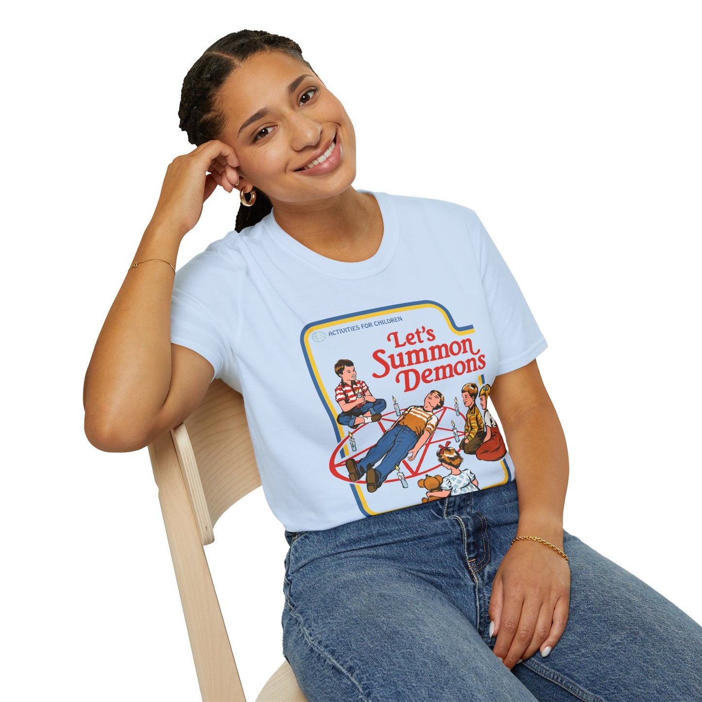 Let’s Summon Demons T‑Shirt — Retro Kids’ Activity Parody Tee