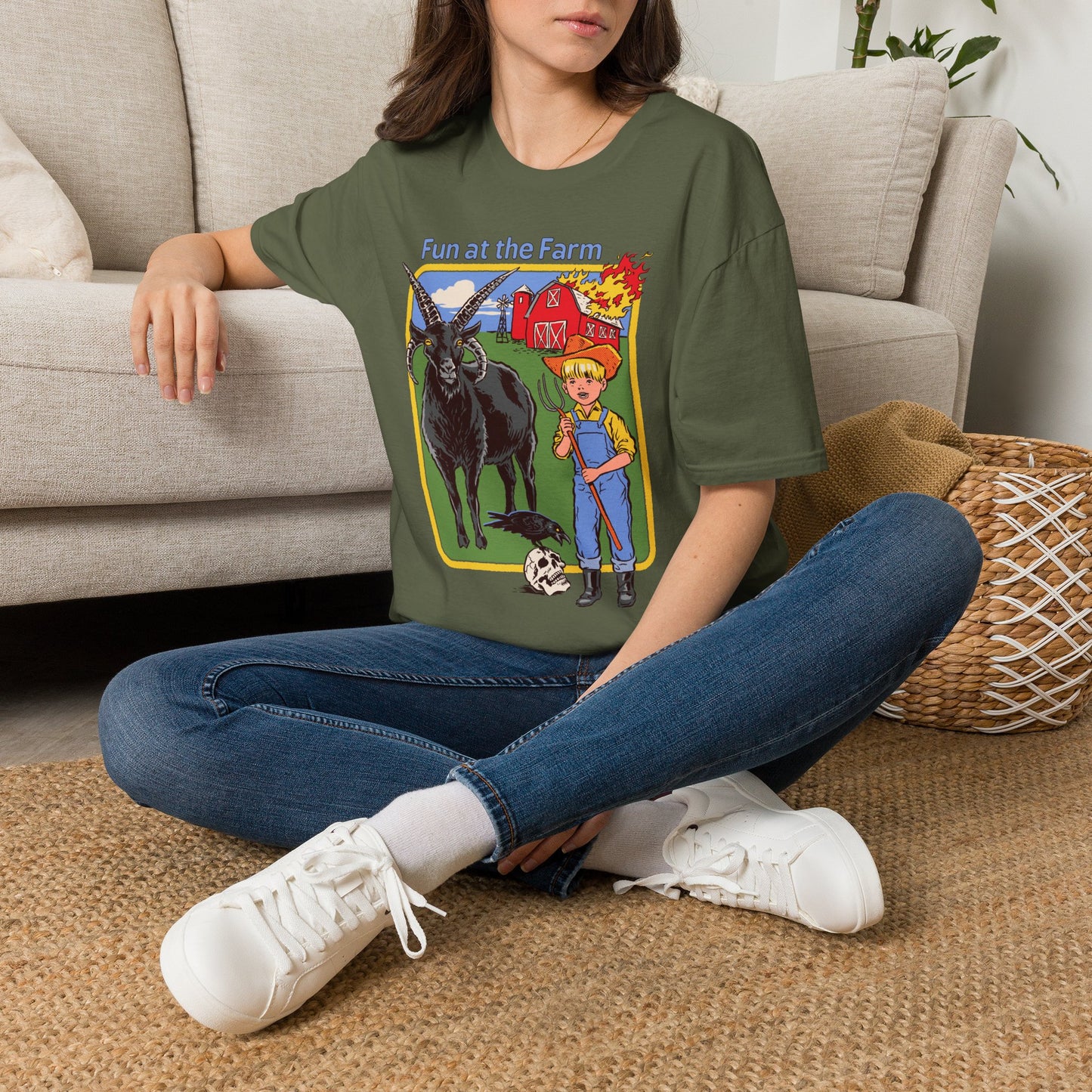 Fun at the Farm T-Shirt — Vintage Barn & Goat Graphic Tee