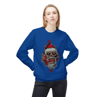 Skull Santa Crewneck Sweatshirt — Horror Christmas Graphic