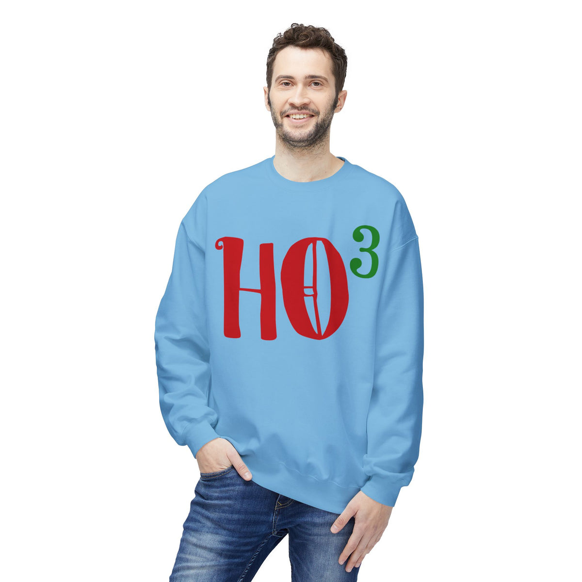 Christmas HO — Festive Red & Green Holiday Crewneck Sweatshirt