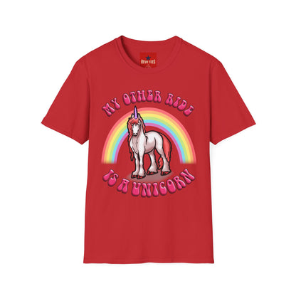 Unicorn Rainbow T‑Shirt — “My Other Ride Is A Unicorn” Retro Graphic Tee