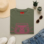 Retro Boombox Tee — Pink Line Art Vintage Radio Graphic T-Shirt
