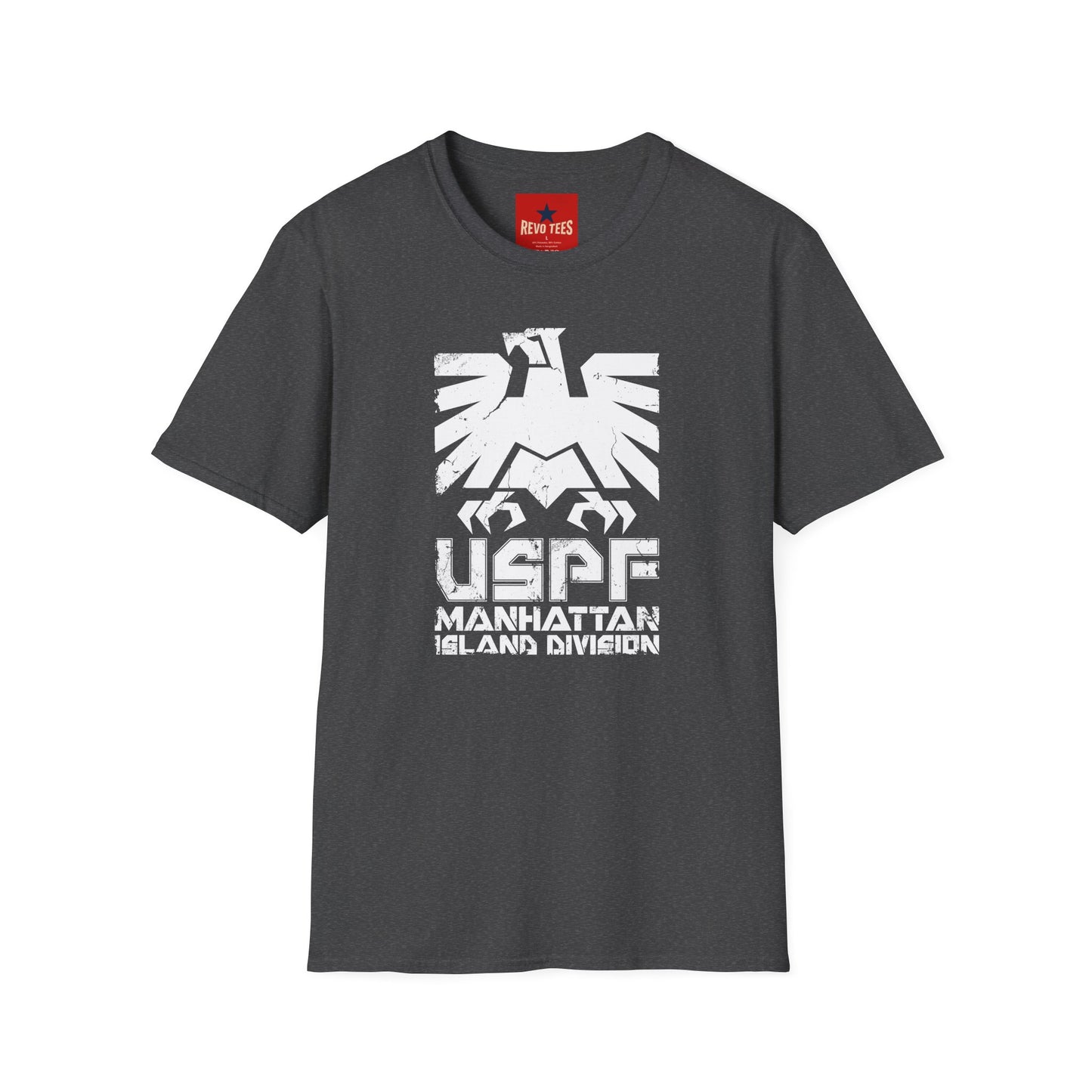 T-Shirt — Bold Distressed Eagle "USPF Manhattan Island Division" Graphic