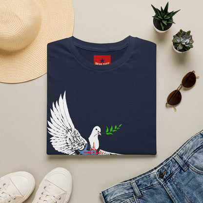 Banksy's Dove of Peace T‑Shirt — Flying Dove with Olive Branch & Earth Heart Graphic