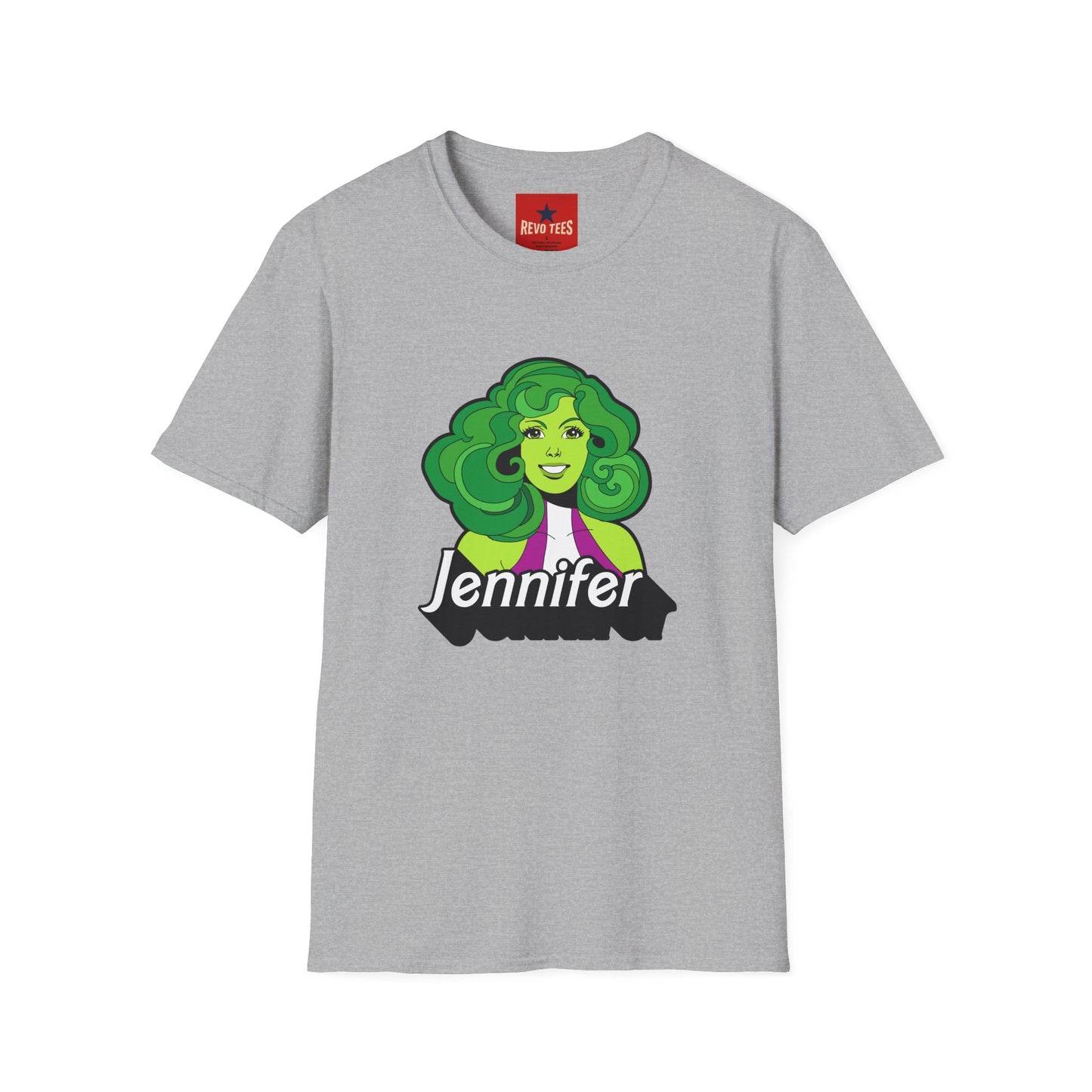Green Hair Girl T-Shirt — Personalized Name Graphic Tee (e.g., Jennifer)