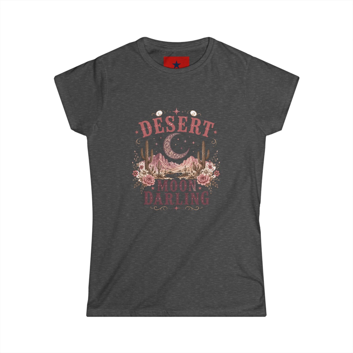 Desert Moon Darling Tee — Women's Boho Moon & Cactus Graphic T-Shirt