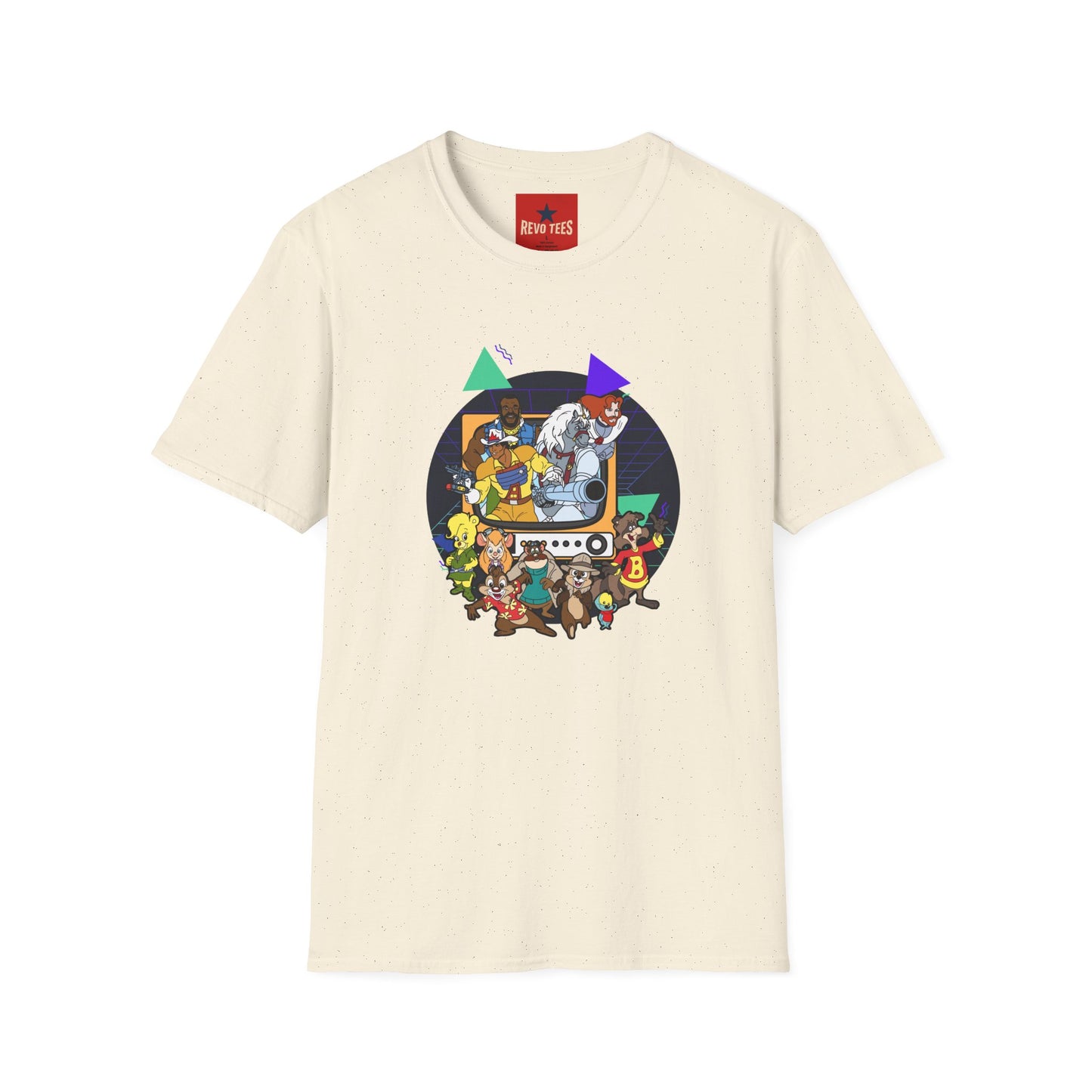 Retro Cartoon Crew T-Shirt — Vintage TV Character Collage