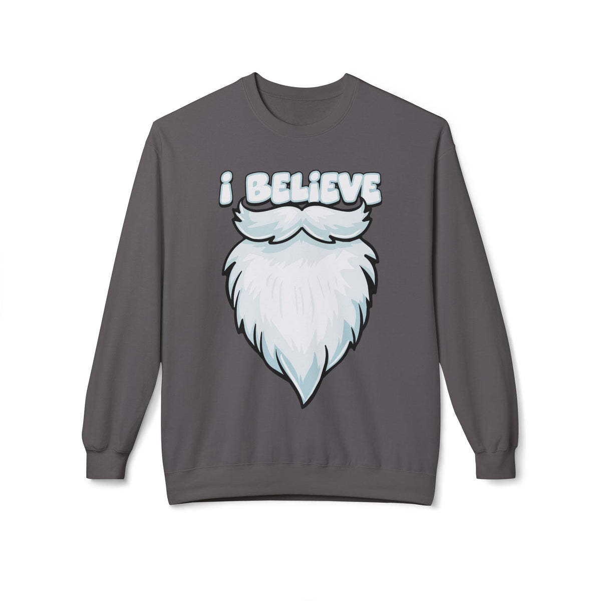 "I Believe" Santa Beard Holiday Crewneck Sweatshirt