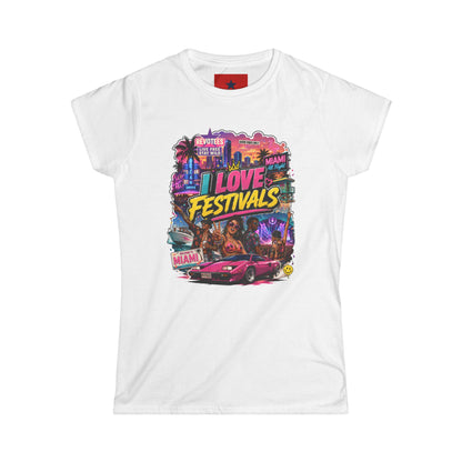 Festivals Collection: I LOVE FESTIVALS - Miami Style design round crew neck for Women