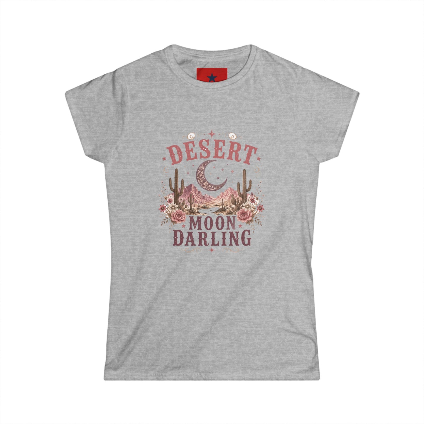 Desert Moon Darling Tee — Women's Boho Moon & Cactus Graphic T-Shirt