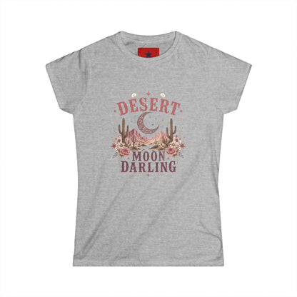 Desert Moon Darling Tee — Women's Boho Moon & Cactus Graphic T-Shirt
