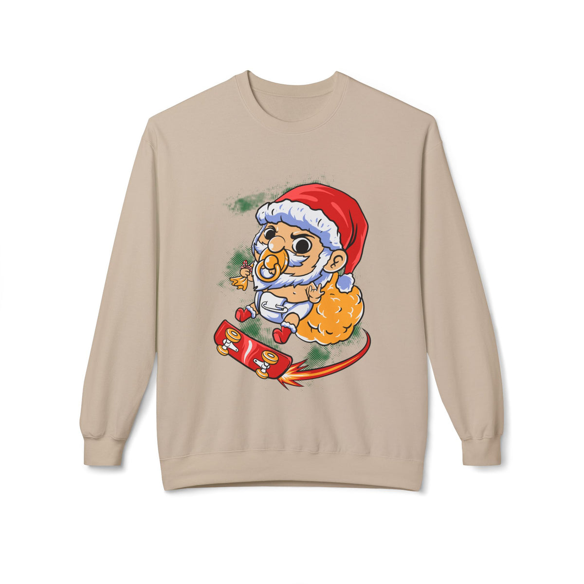 Christmas Skateboard — Santa Skateboarding Holiday Sweater Crewneck Sweatshirt