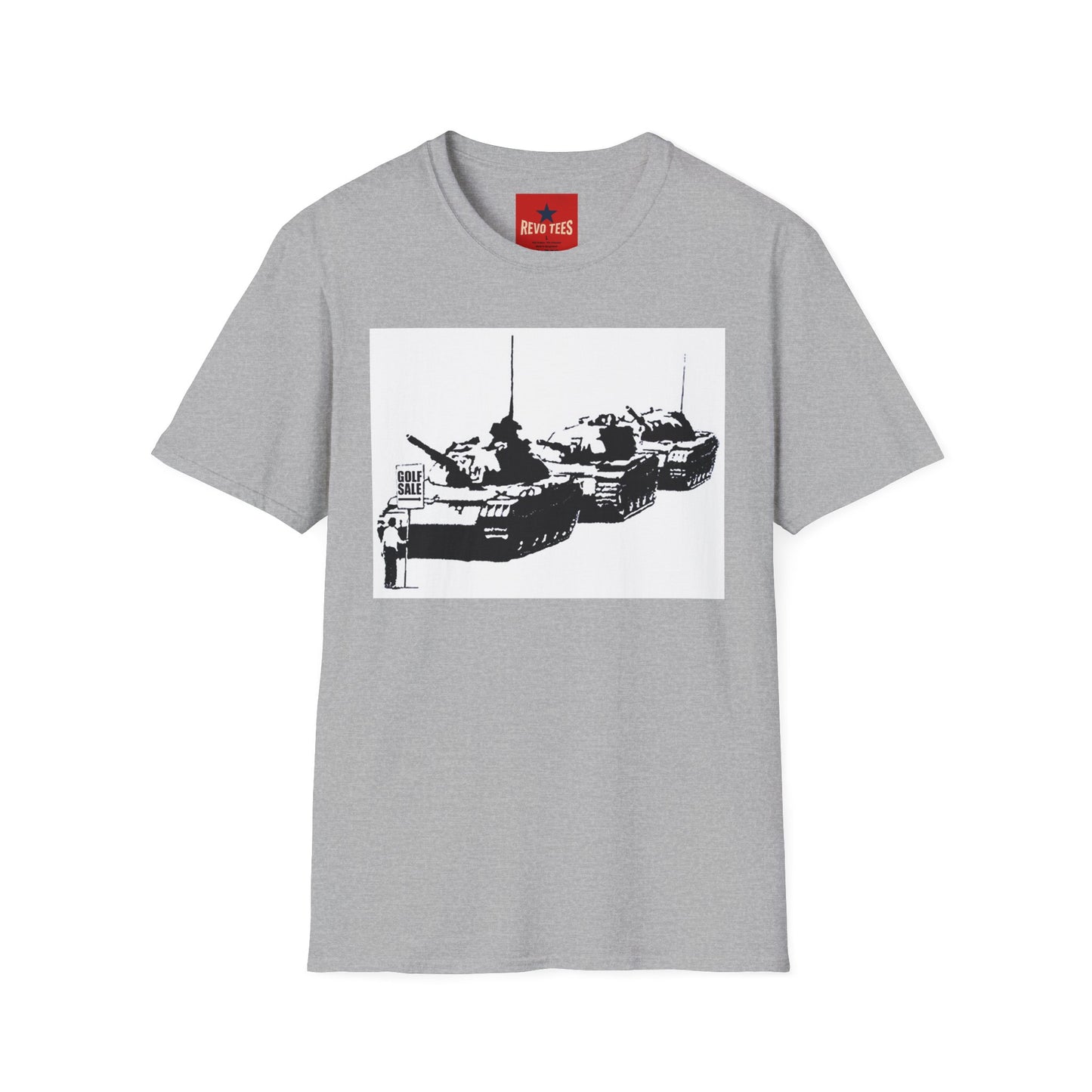 Banksy Tank Lineup Graphic T-Shirt — Stencil Military Tanks Design