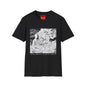 Surreal Flame Portrait T-Shirt — Black & White Abstract Face with Flames