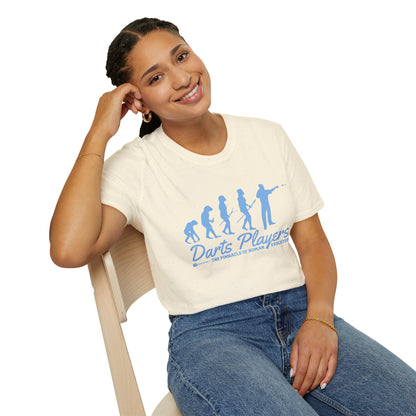 Darts Players Evolution T-Shirt — Funny Darting Evolution Graphic Tee for Players & Fans