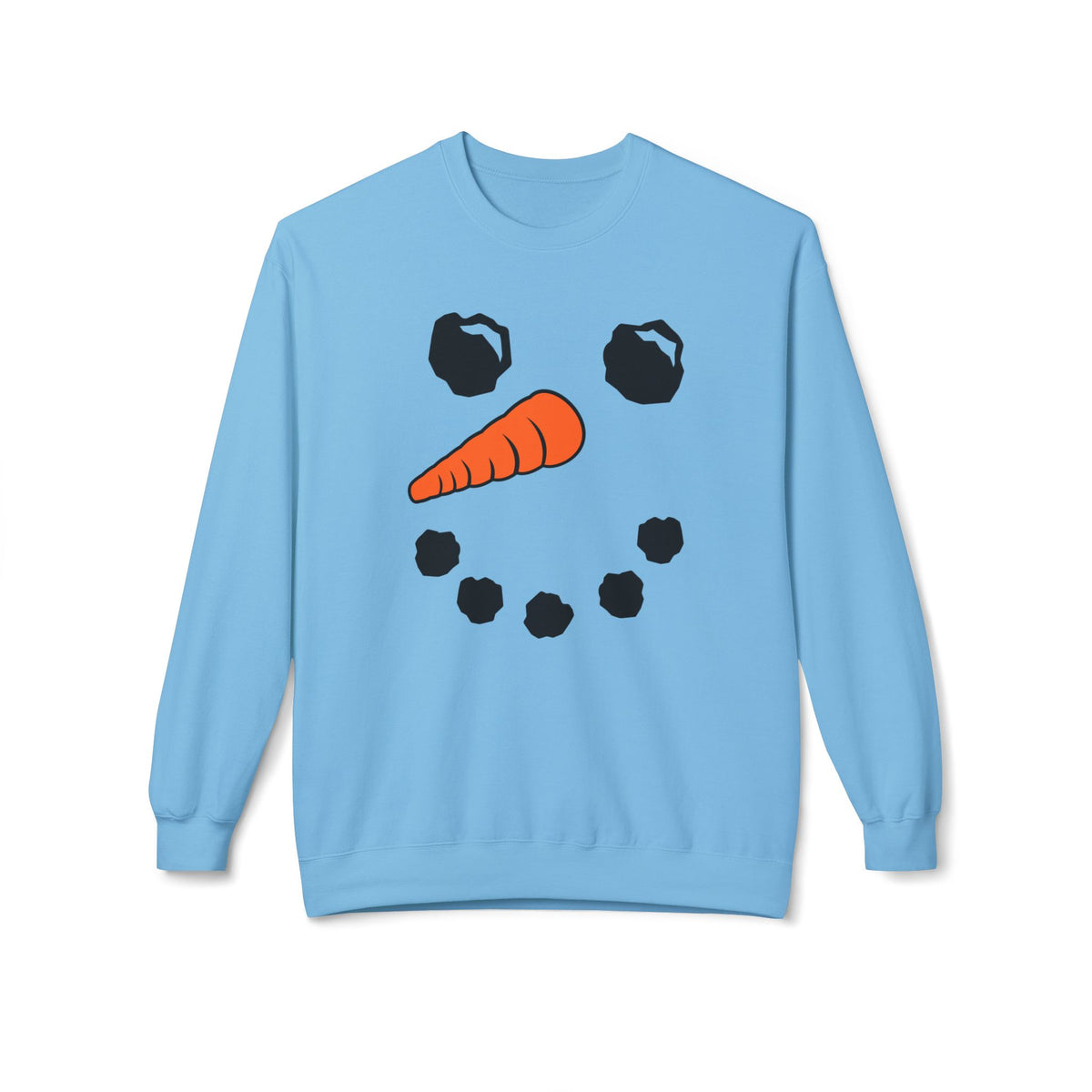 Snowman Face Crewneck Sweatshirt — Cute Winter Holiday Pullover