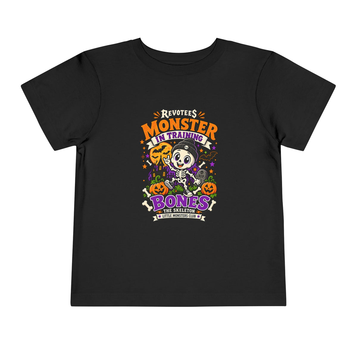 REVOTEES Toddler Tee — "Monster in Training" Cute Skeleton Halloween Shirt