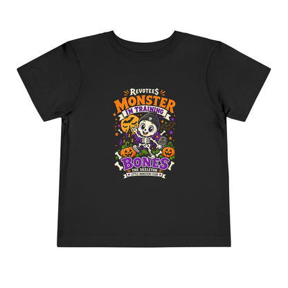 REVOTEES Toddler Tee — "Monster in Training" Cute Skeleton Halloween Shirt