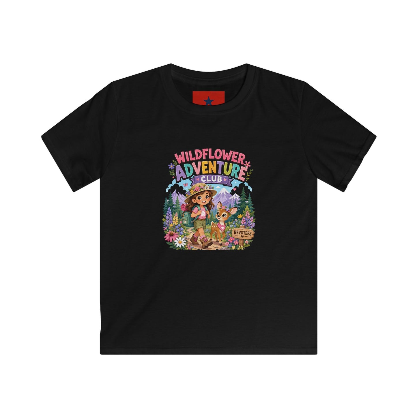 Kids Tee — "Wildflower Adventure Club" Cute Forest Animals Graphic