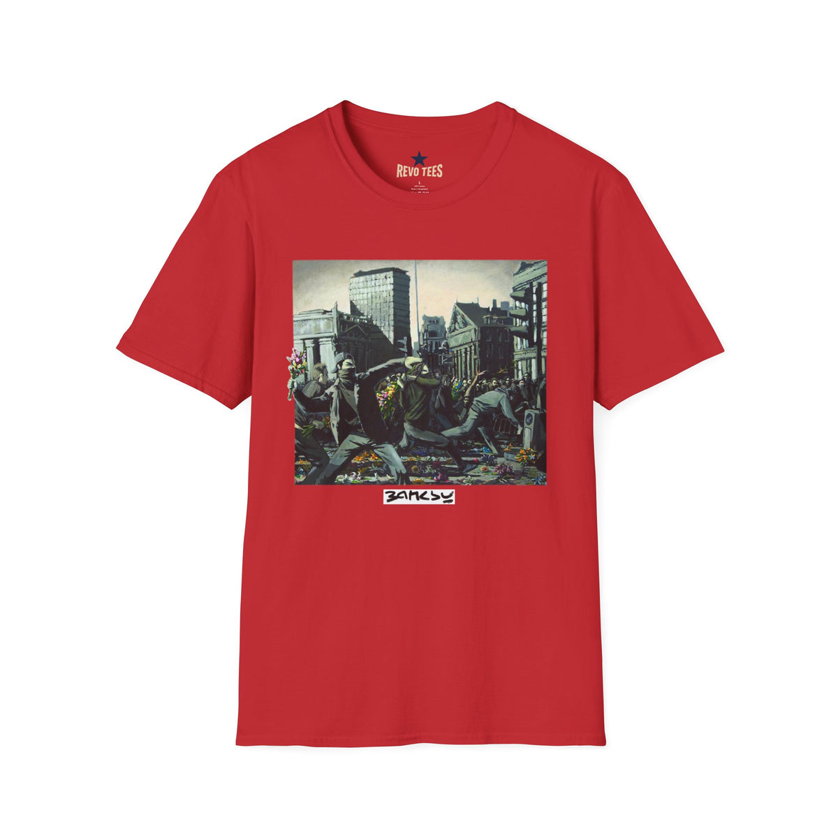 Revotees Banksy City Riot Graphic Urban Protest Art T-Shirt - alternate view 11