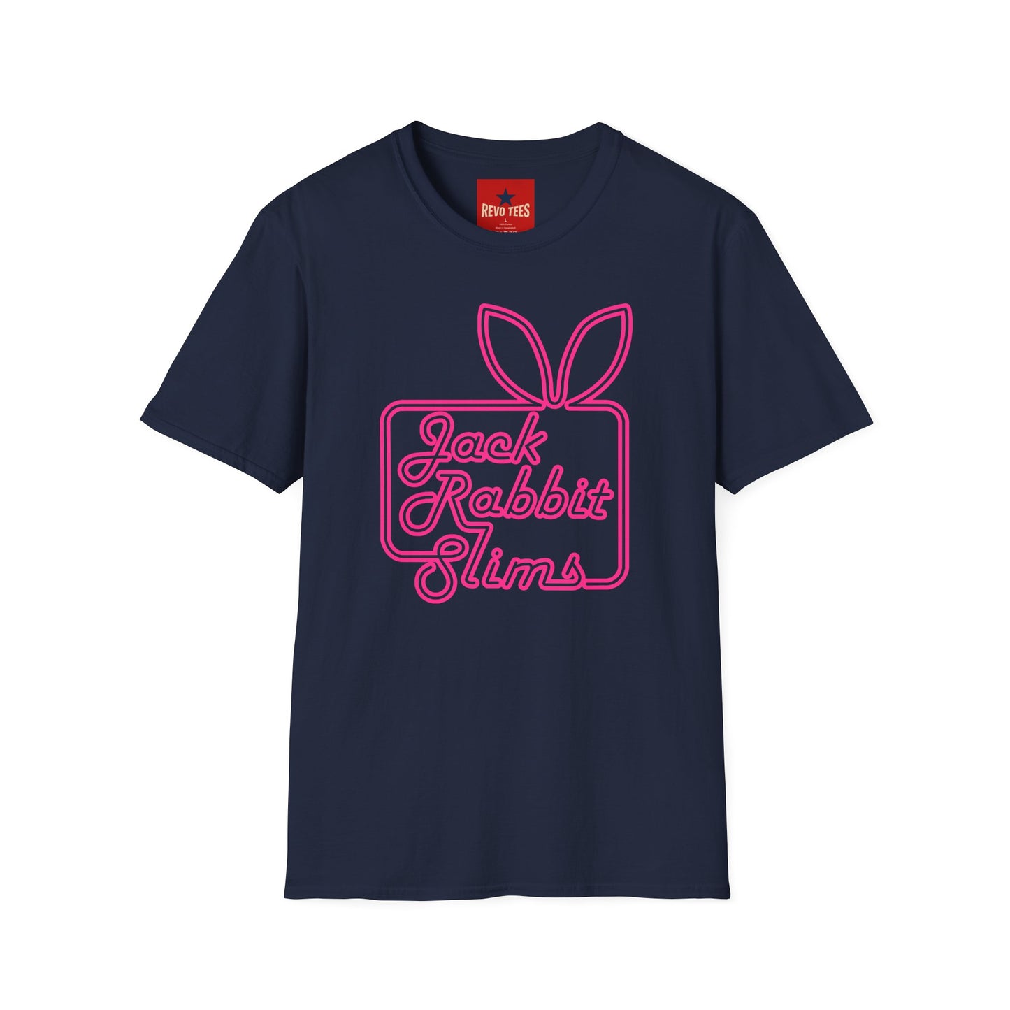 Jack Rabbit Slims T‑Shirt — Retro Neon Bunny Logo Tee