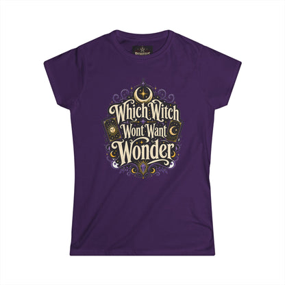 Women's Witchy Tee — "Which Witch Won't Want Wonder" Gothic Halloween Shirt