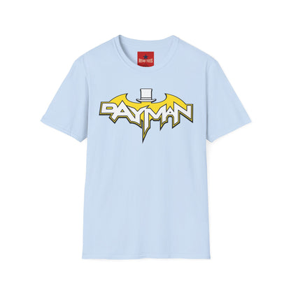 Bayman Logo T-Shirt — Retro Comic Bat Emblem Graphic Tee