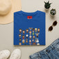 Cute Chibi Characters Crewneck T‑Shirt — Cartoon Character Grid Tee