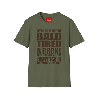 Bald, Tired & Broke T-Shirt — Funny Mom/Dad Parenting Tee