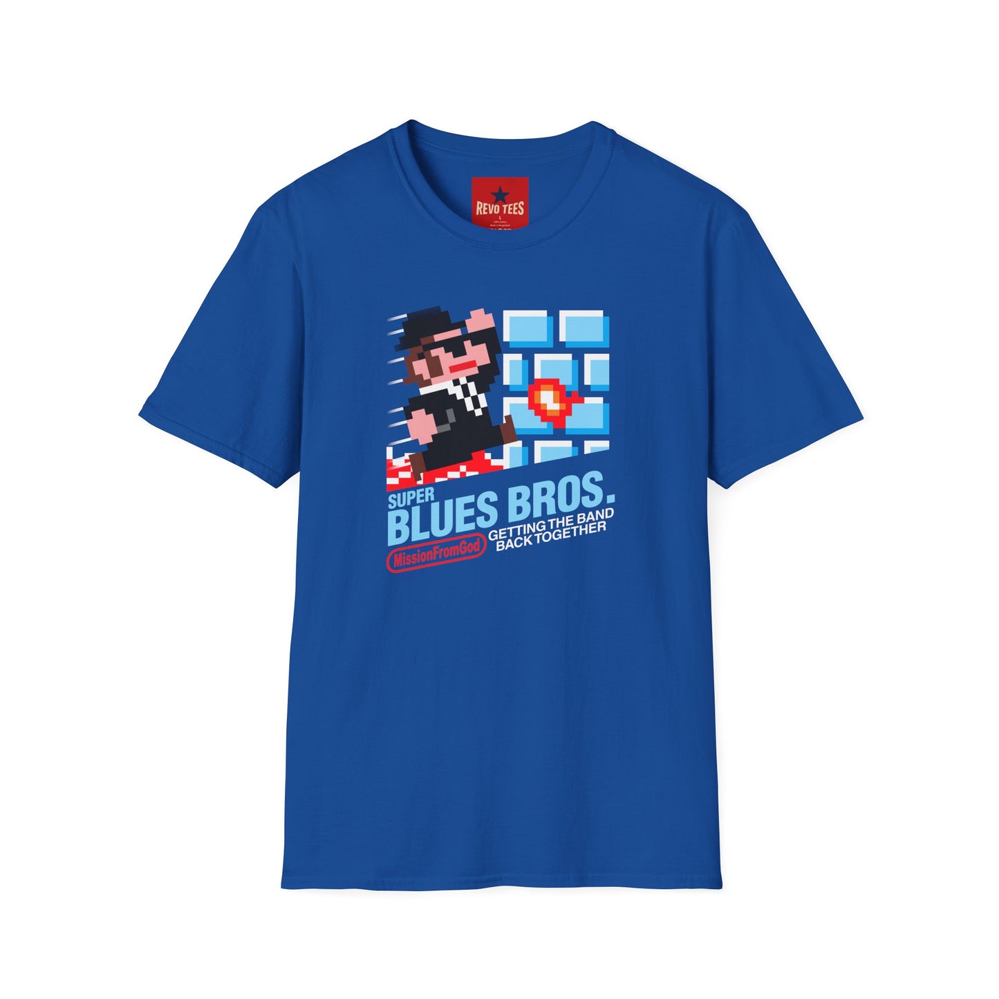 Retro Pixel Blues Bros. T-Shirt — 8‑Bit Gamer Graphic Tee