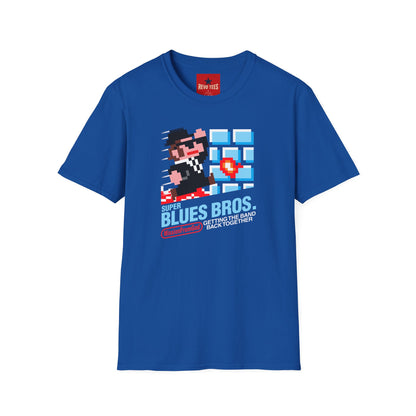 Retro Pixel Blues Bros. T-Shirt — 8‑Bit Gamer Graphic Tee