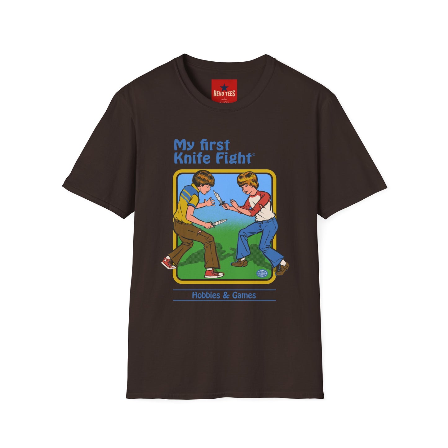 My First Knife Fight T-Shirt — Retro Dark Humor Graphic Tee