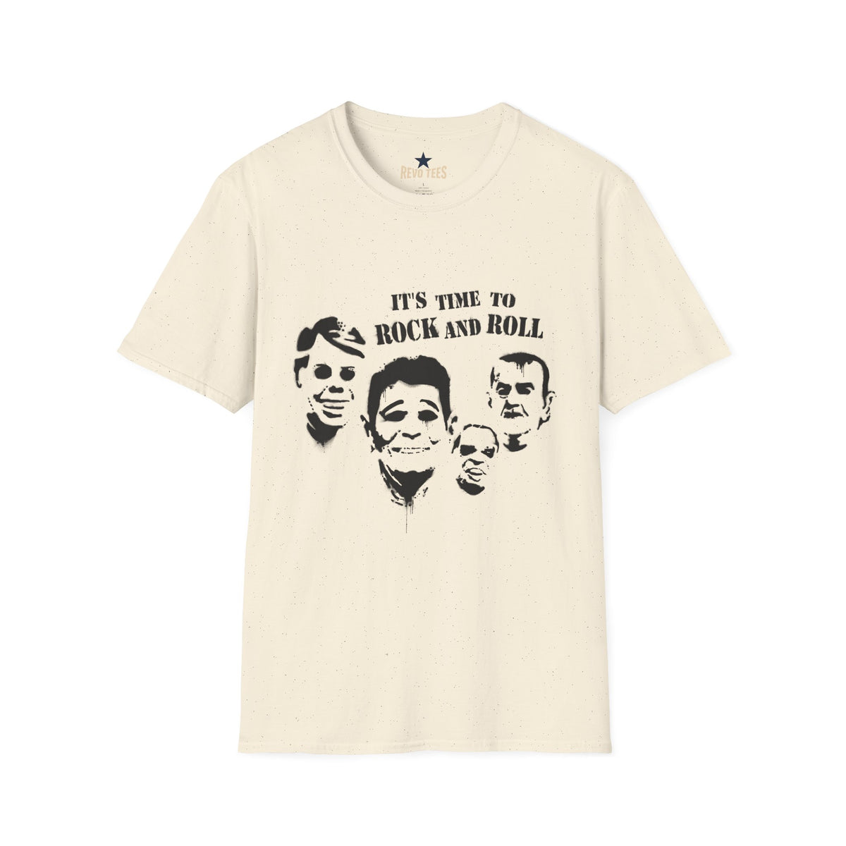 Revotees Rock and Roll Faces Its Time to Rock and Roll Retro Band T-Shirt - alternate view 4
