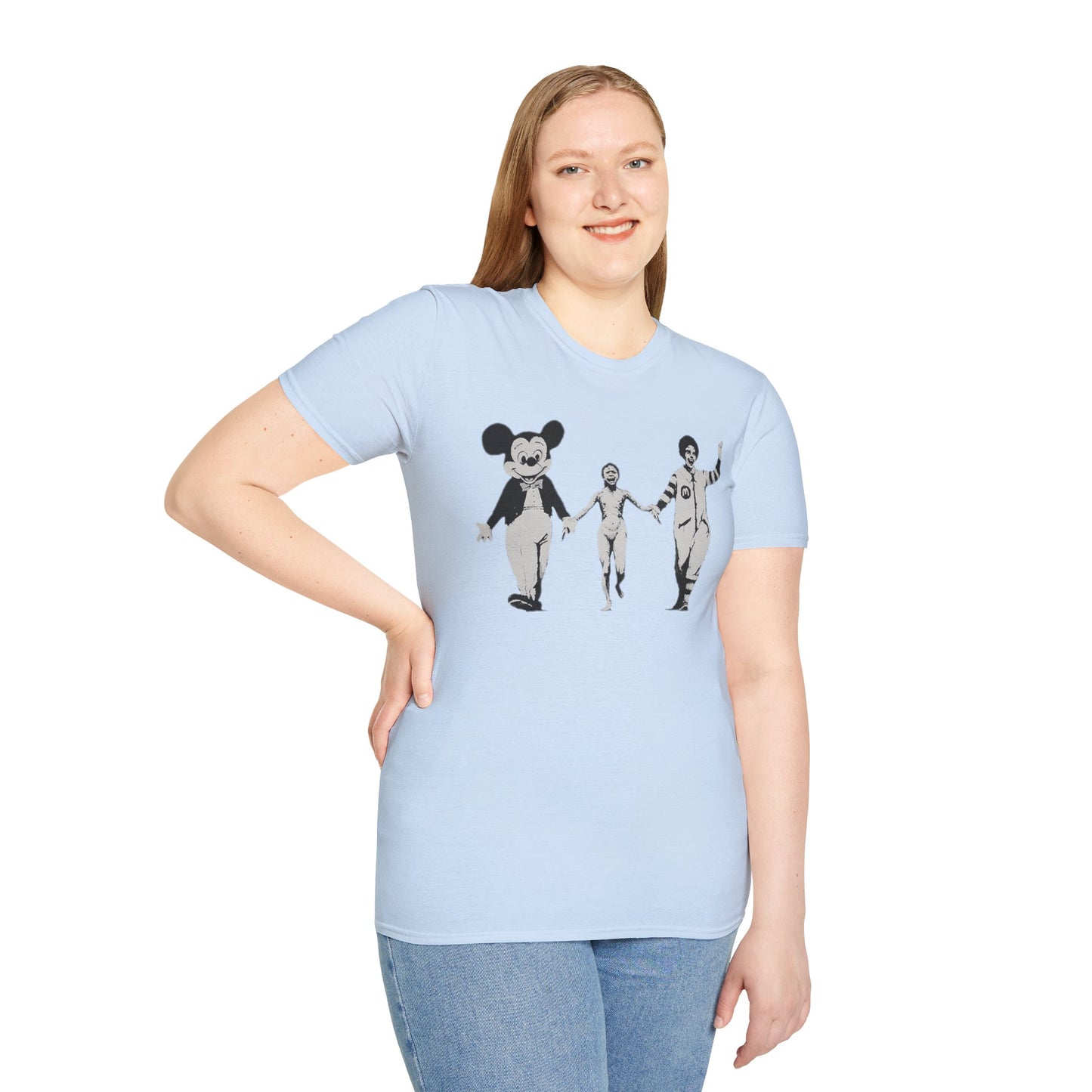 Banksy Graphic T-Shirt — Retro Satirical Parade Design